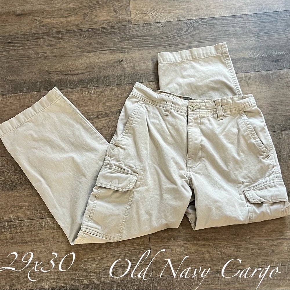Old Navy Men's Beige Cargo Pants - Casual Utility Style Size 29x30 GUC